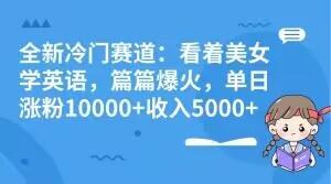 全新冷门赛道：看着美女学英语，篇篇爆火，单日涨粉10000+收入5000+-博库