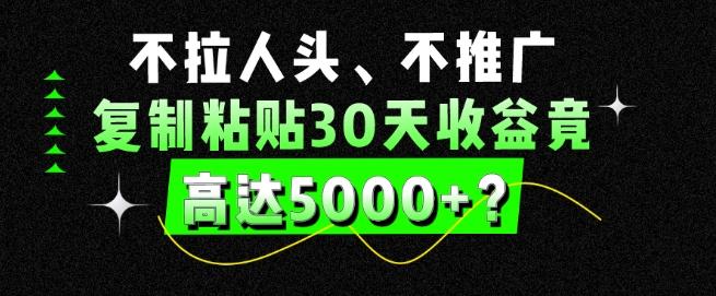 不拉人头、不推广，复制粘贴30天收益竟高达5000+？-博库