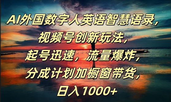 AI外国数字人英语智慧语录，视频号创新玩法，起号迅速，流量爆炸，日入1k+【揭秘】-博库