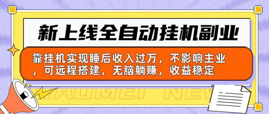 新上线全自动挂机副业：靠挂机实现睡后收入过万，不影响主业可远程搭建…-博库