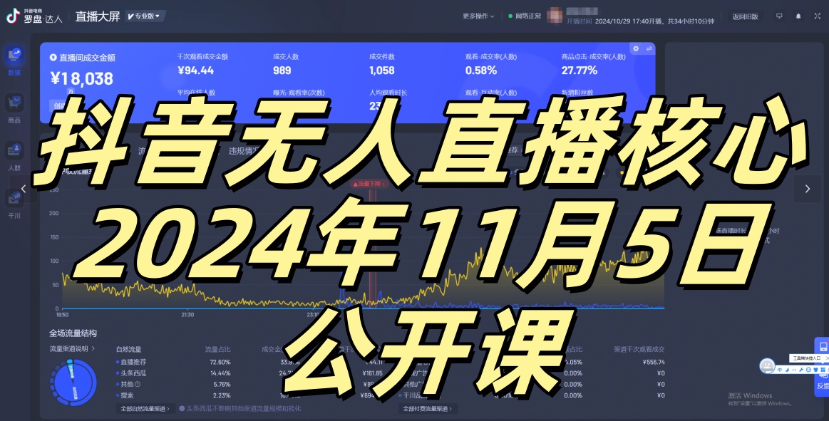 抖音无人直播核心公开课，咸鱼翻身小白可做带有睡后收入月入过万太简单【揭秘】-博库