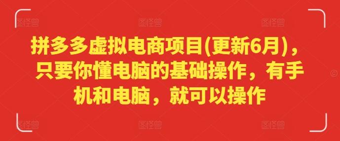 拼多多虚拟电商项目(更新6月)，只要你懂电脑的基础操作，有手机和电脑，就可以操作-博库