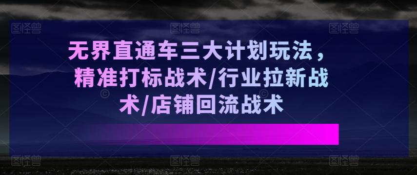 无界直通车三大计划玩法，精准打标战术/行业拉新战术/店铺回流战术-博库