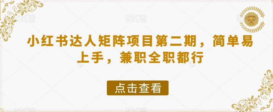 小红书达人矩阵项目第二期，简单易上手，兼职全职都行-博库