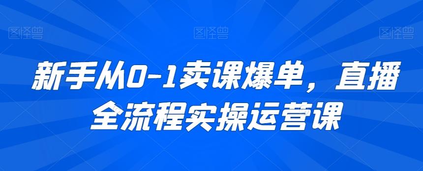 新手从0-1卖课爆单，直播全流程实操运营课-博库