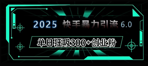 2025年快手6.0保姆级教程震撼来袭，单日狂吸300+精准创业粉-博库