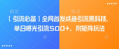 【引流必备】全网首发咸鱼引流黑科技，单日曝光引流500+，附矩阵玩法【揭秘】-博库