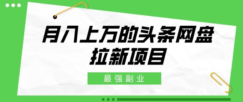 最强副业，月入上万的头条网盘拉新项目，小白新手轻松上手-博库