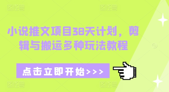 小说推文项目38天计划，剪辑与搬运多种玩法教程-博库