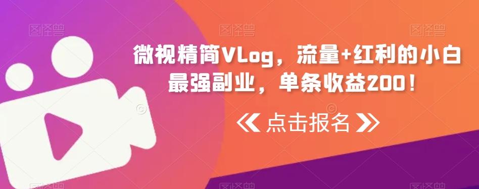 微视精简Vlog，流量+红利的小白最强副业，单条收益200！-博库