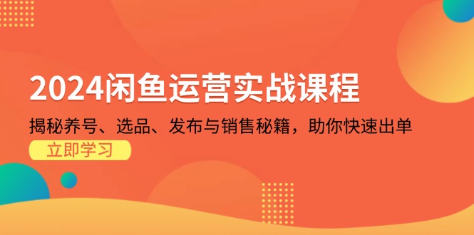 2024闲鱼运营实战课程：揭秘养号、选品、发布与销售秘籍，助你快速出单-博库