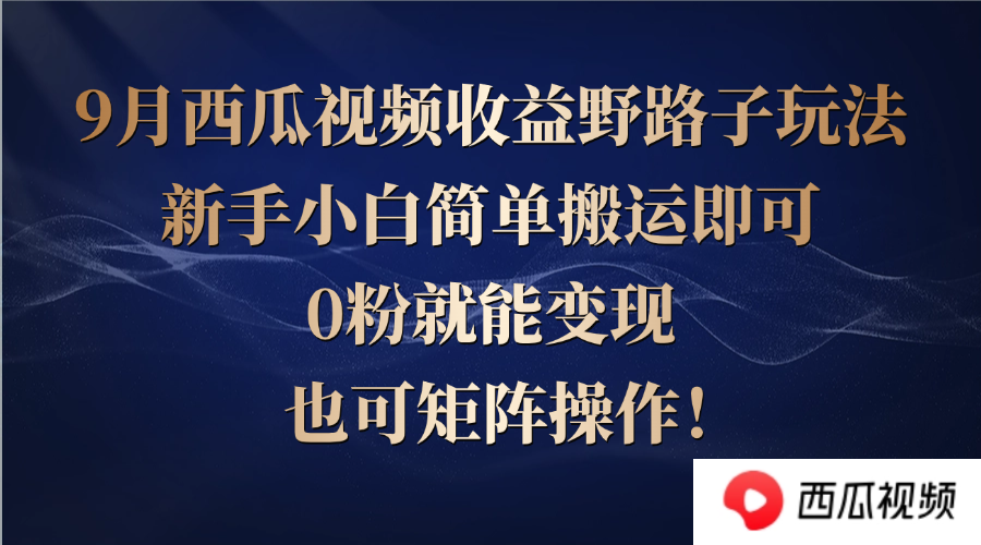 西瓜视频收益野路子玩法，新手小白简单搬运即可，0粉就能变现，也可矩…-博库