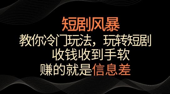 短剧风暴，教你冷门玩法，玩转短剧，收钱收到手软【揭秘】-博库