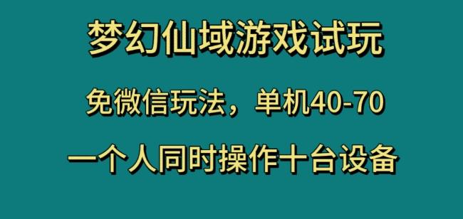 梦幻仙域游戏试玩，免微信玩法，单机40-70，一个人同时操作十台设备【揭秘】-博库