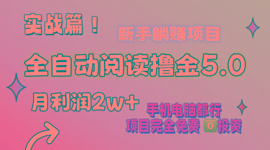 小说全自动阅读撸金5.0 操作简单 可批量操作 零门槛！小白无脑上手月入2w+-博库