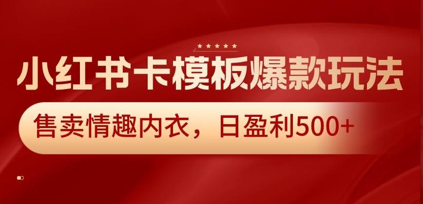 小红书卡模板爆款玩法，售卖情趣内衣，日盈利500+【揭秘】-博库