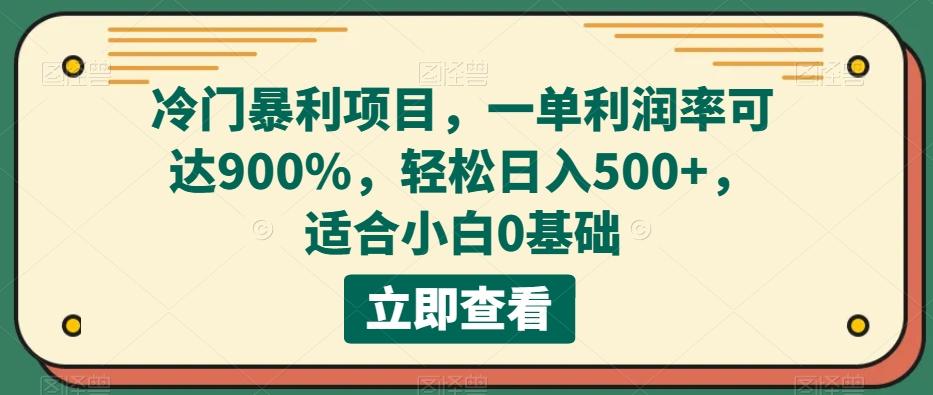 冷门暴利项目，一单利润率可达900%，轻松日入500+，适合小白0基础-博库