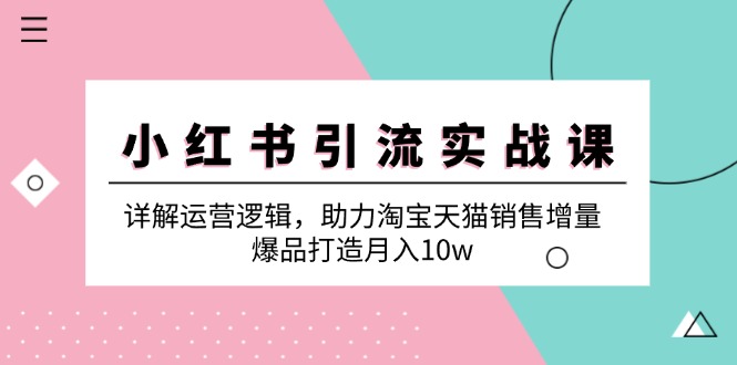 小红书引流实战课：详解运营逻辑，助力淘宝天猫销售增量，爆品打造月入10w-博库