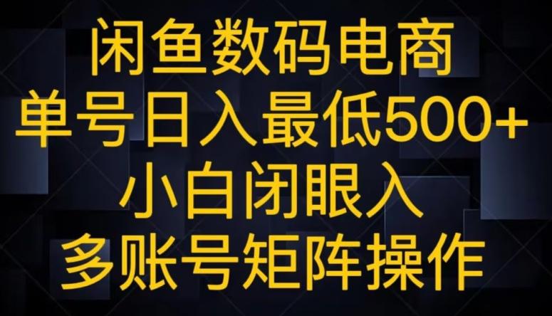 闲鱼数码电商，单号日入最低500+，小白闭眼入，多账号矩阵操作-博库