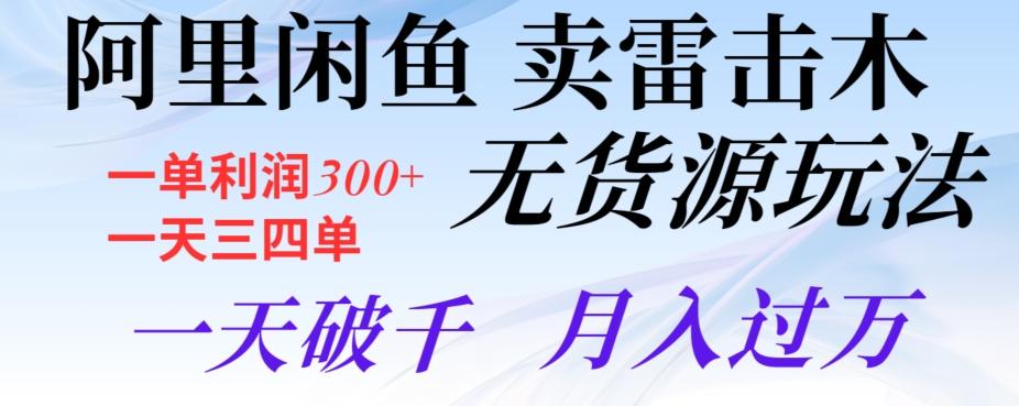 阿里闲鱼卖雷击木无货源玩法，一单利润300+，一天三四单，一天破千，月入过万-博库