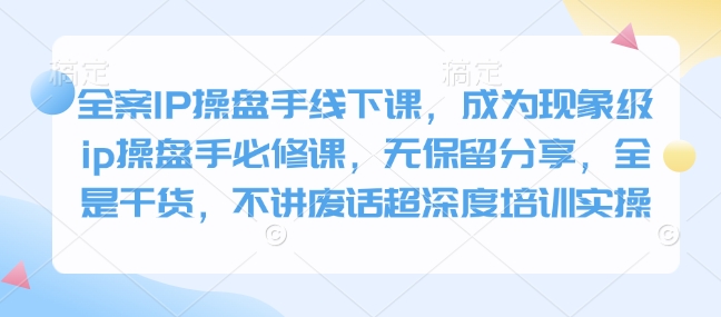 全案IP操盘手线下课，成为现象级ip操盘手必修课，无保留分享，全是干货，不讲废话超深度培训实操-博库