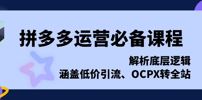 拼多多运营必备课程，解析底层逻辑，涵盖低价引流、OCPX转全站-博库