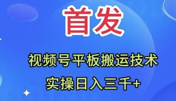 全网首发：视频号平板搬运技术，实操日入三千＋-博库