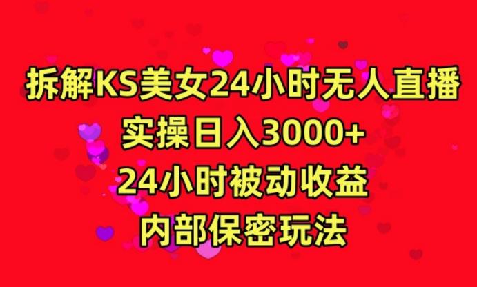 利用快手24小时无人美女直播，实操日入3000，24小时被动收益，内部保密玩法【揭秘】-博库