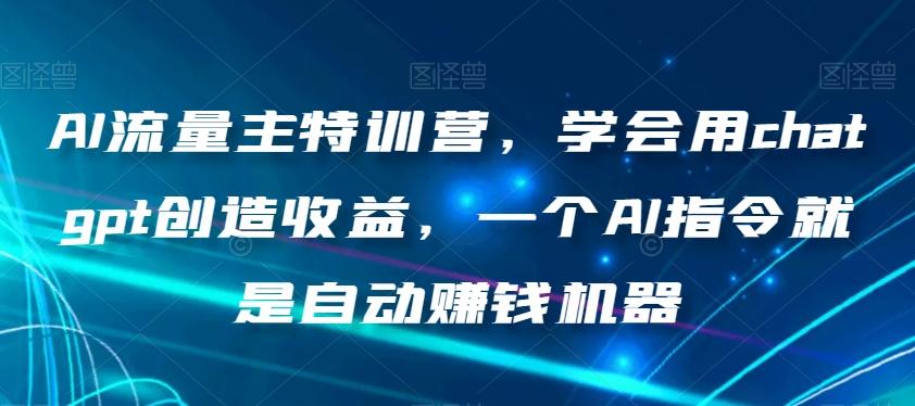 AI流量主特训营，学会用chatgpt创造收益，一个AI指令就是自动赚钱机器-博库