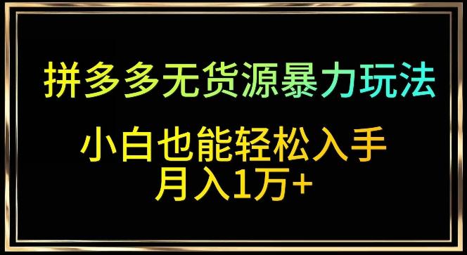 拼多多无货源暴力玩法，全程干货，小白也能轻松入手，月入1万+【揭秘】-博库