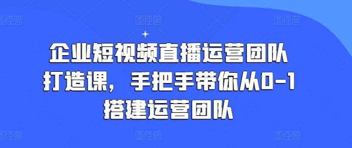 企业短视频直播运营团队打造课，手把手带你从0-1搭建运营团队-博库