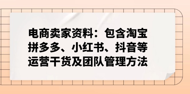 电商卖家资料：包含淘宝、拼多多、小红书、抖音等运营干货及团队管理方法-博库