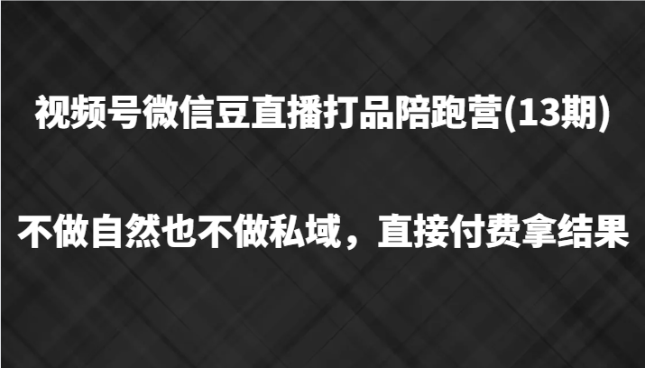 视频号微信豆直播打品陪跑(13期)，不做不自然流不做私域，直接付费拿结果-博库