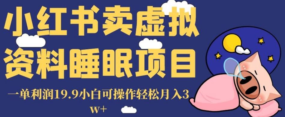 小红书卖虚拟资料睡眠项目，一单利润19.9小白可操作轻松月入3w+【揭秘】-博库