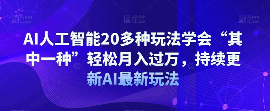 AI人工智能20多种玩法学会“其中一种”轻松月入过万，持续更新AI最新玩法-博库