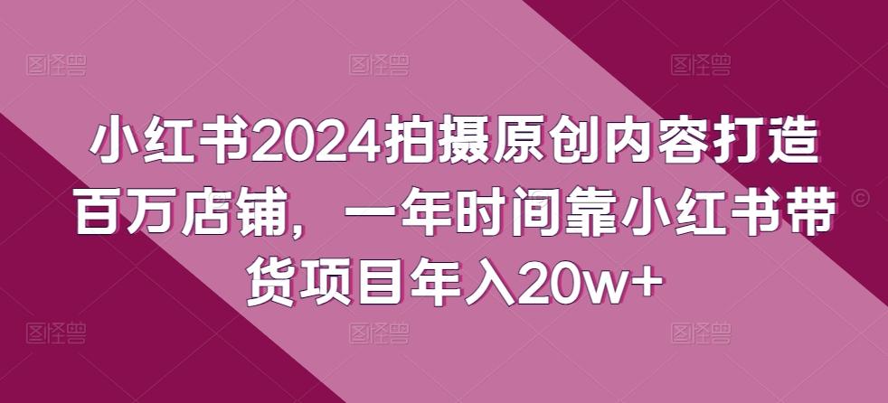 小红书2024拍摄原创内容打造百万店铺，一年时间靠小红书带货项目年入20w+-博库