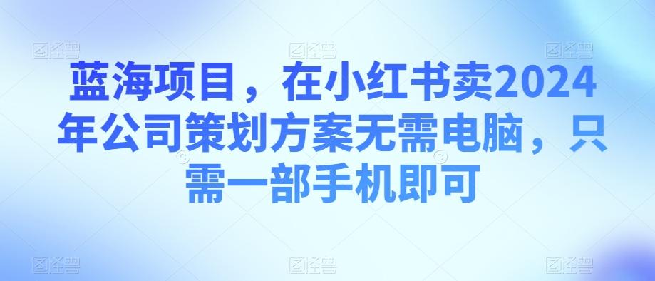 蓝海项目，在小红书卖2024年公司策划方案无需电脑，只需一部手机即可-博库