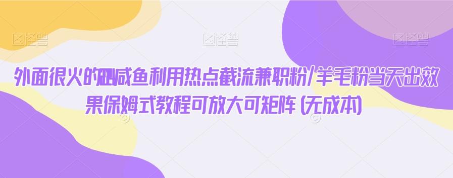 外面很火的2024咸鱼利用热点截流兼职粉/羊毛粉当天出效果保姆式教程可放大可矩阵(无成本)-博库