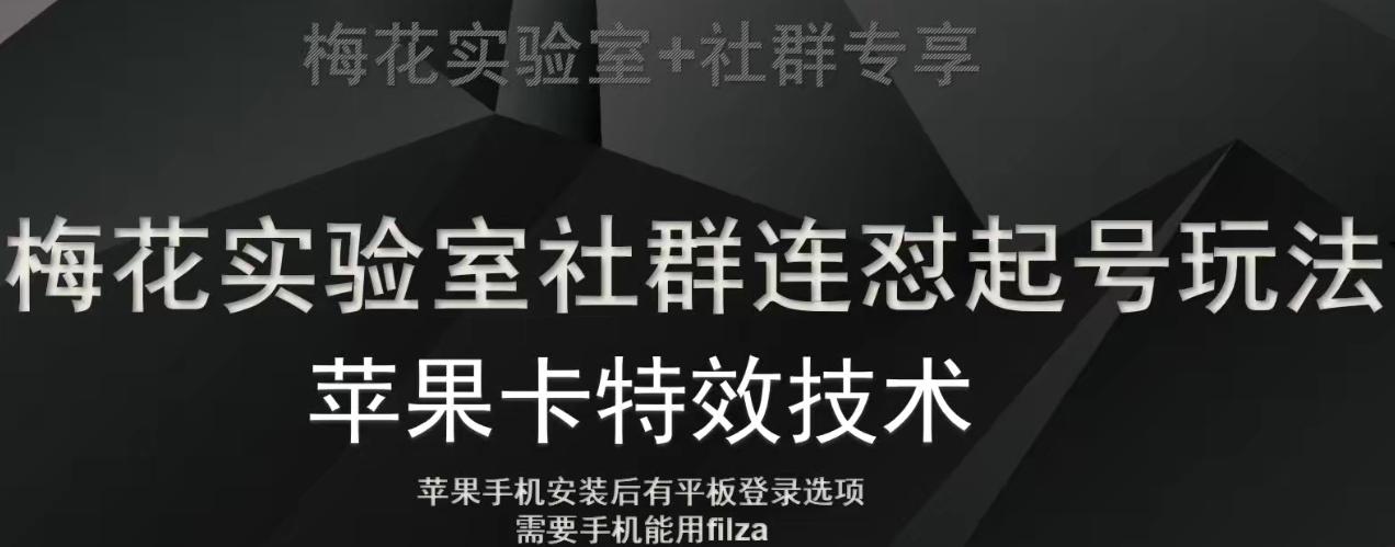 梅花实验室社群视频号连怼起号玩法，最新苹果卡特效技术-博库