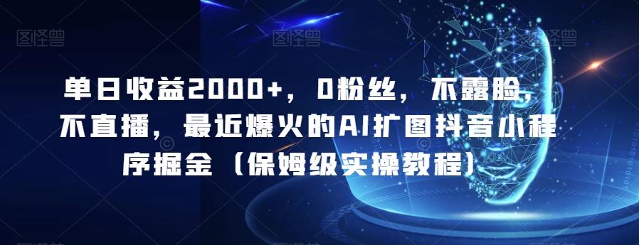 单日收益2000+，0粉丝，不露脸，不直播，最近爆火的AI扩图抖音小程序掘金（保姆级实操教程）-博库