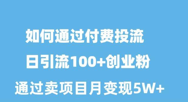 如何通过付费投流日引流100+创业粉月变现5W+-博库