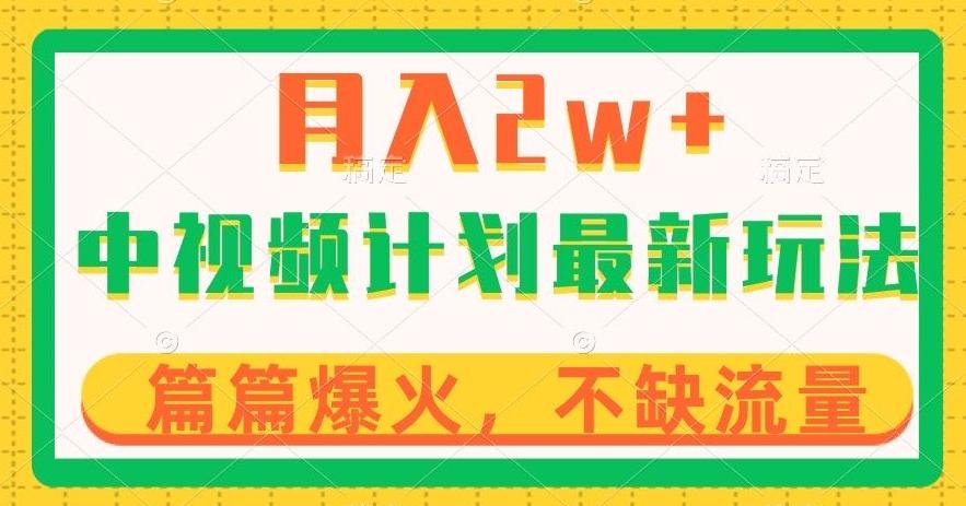 中视频计划全新玩法，月入2w+，收益稳定，几分钟一个作品，小白也可入局【揭秘】-博库