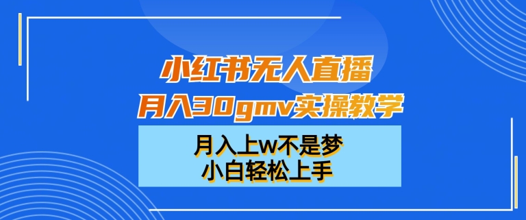 小红书无人直播月入30gmv实操教学，月入上w不是梦，小白轻松上手【揭秘】-博库