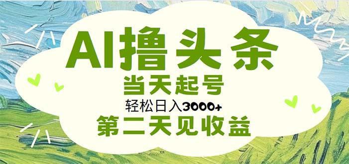 AI撸头条，轻松日入3000+无脑操作，当天起号，第二天见收益-博库