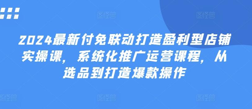 2024最新付免联动打造盈利型店铺实操课，​系统化推广运营课程，从选品到打造爆款操作-博库