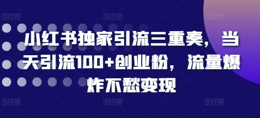 小红书独家引流三重奏，当天引流100+创业粉，流量爆炸不愁变现【揭秘】-博库