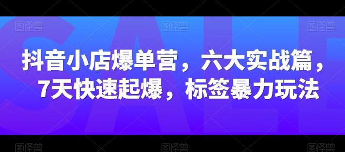 抖音小店爆单营，六大实战篇，7天快速起爆，标签暴力玩法-博库