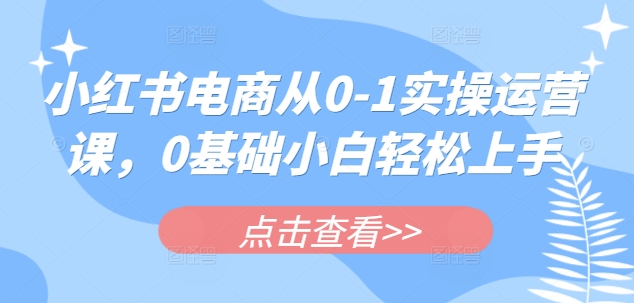 小红书电商从0-1实操运营课，0基础小白轻松上手-博库