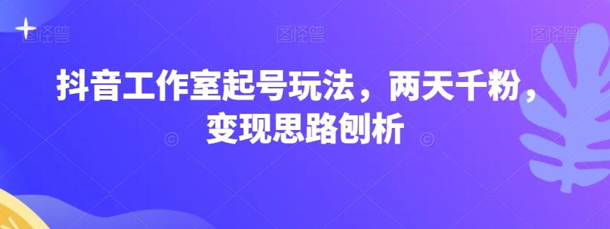 抖音工作室起号玩法，两天千粉，变现思路刨析-博库