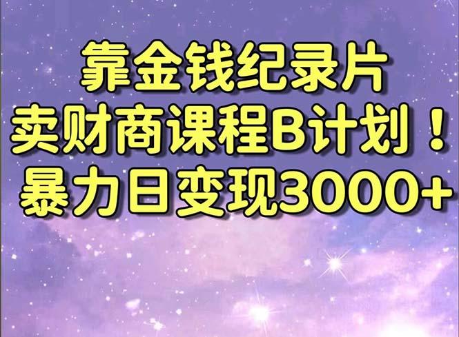 靠金钱纪录片卖财商课程B计划！暴力日变现3000+，喂饭式干货教程！-博库